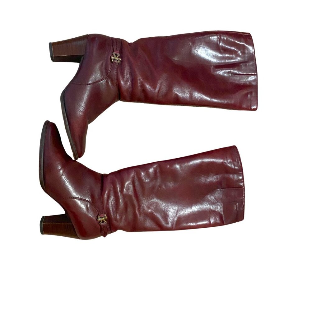 Vintag Leather Knee High Boots Burgandy